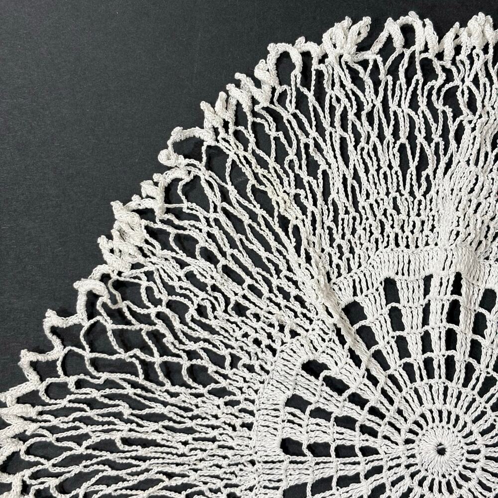 Vintage White Crochet Doily Frilly Lace Handmade Retro 13" Whimsygoth Victorian - Picture 4 of 8
